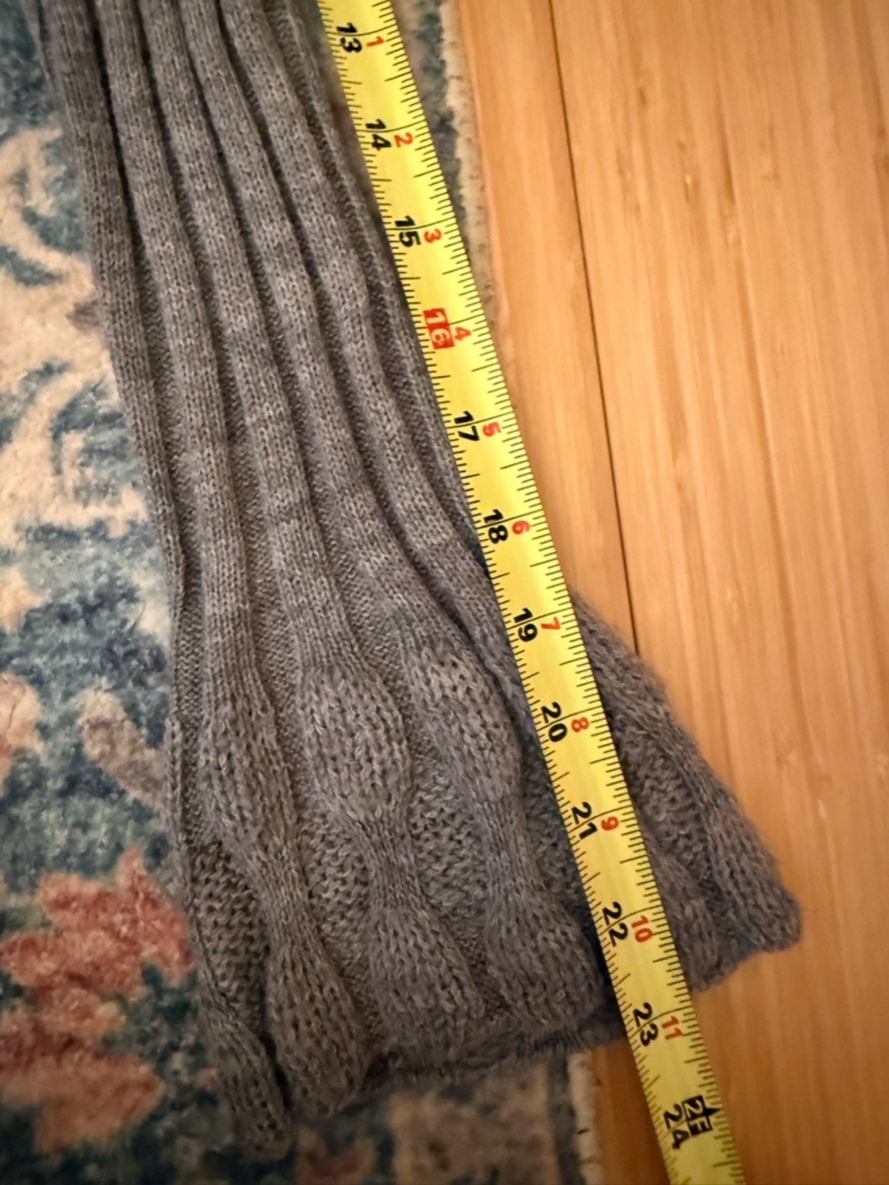 🇨🇦 Feelings Grey Ribbed Wool-Blend Ruffle Hem Tunic Sweater - Picture 10 of 12